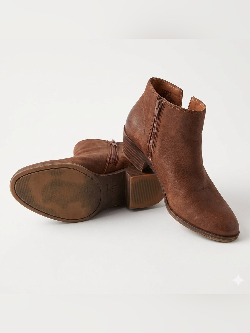 Lucky Brand Bessie2 Brown Leather Ankle Boots Booties Women's Size 6.5 M / 37